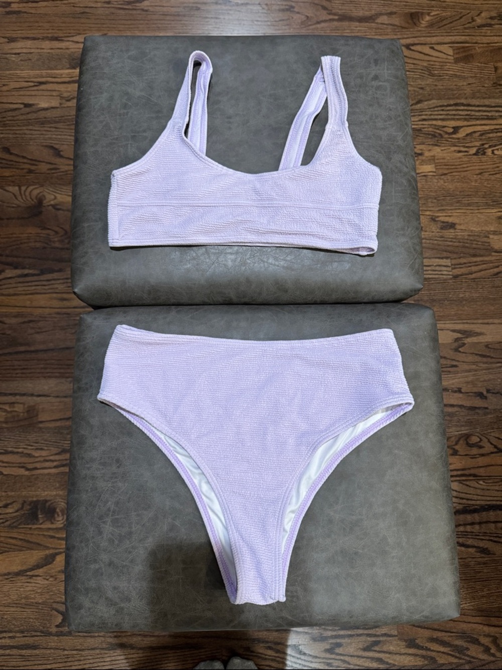 Aurelle purple swimsuit high rise bottoms, size large
